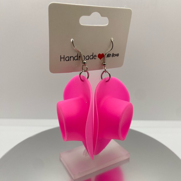 NWT Hot pink cowgirl hat earrings. - Picture 2 of 6
